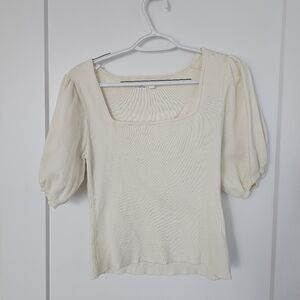 Oak + Fort Cream Puff Sleeve Women's Top